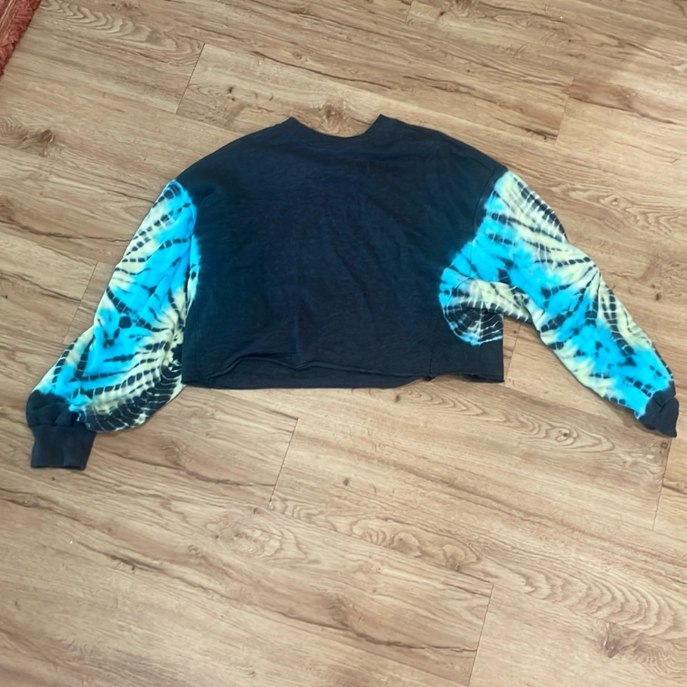 VICTORIA'S SECRET PINK Tie Dye Cutoff Cropped Sweatshirt Oversized Top xs